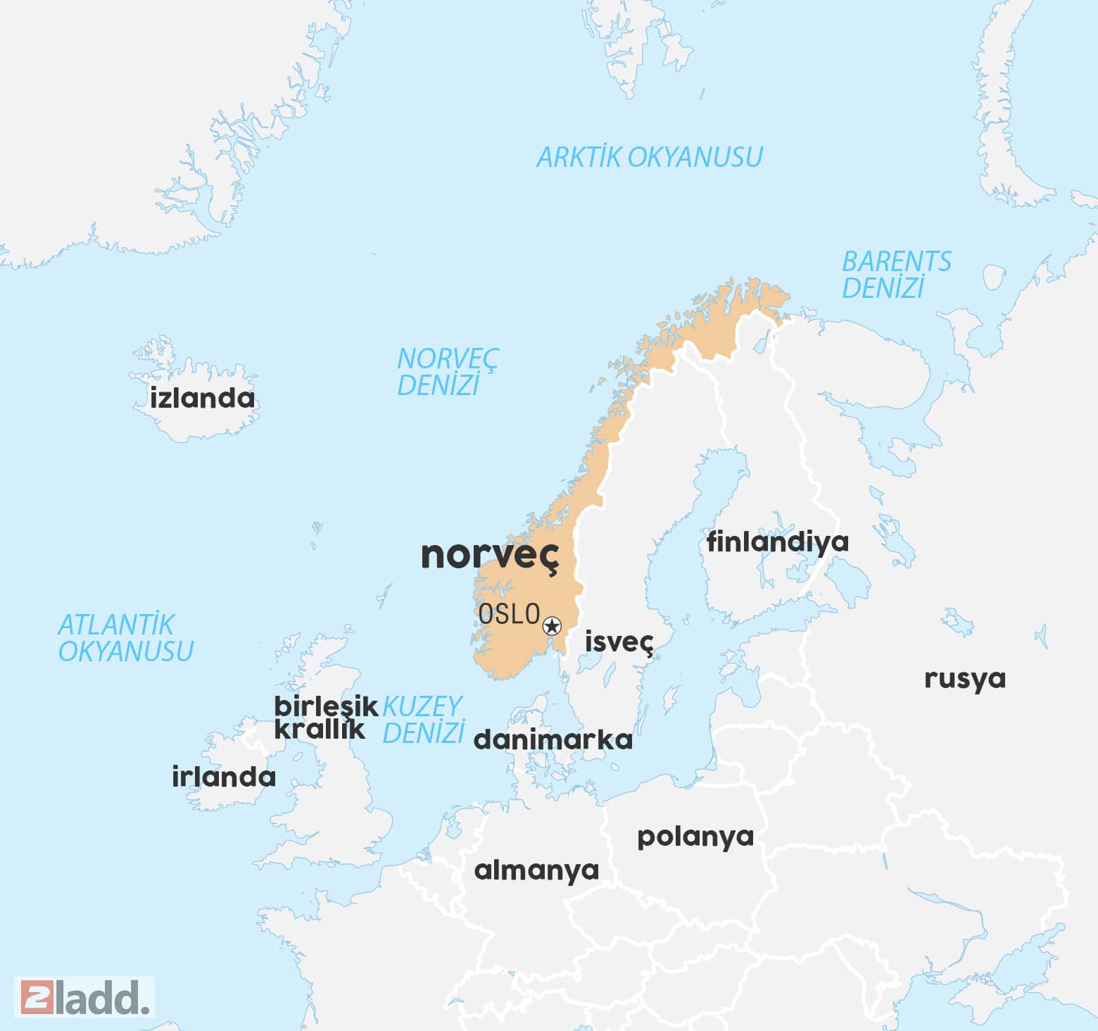 Norveç'in Tarihi, Ekonomisi, Eğitim Sistemi, Yönetim Biçimi ve Dili 3 Norveç dünya haritası