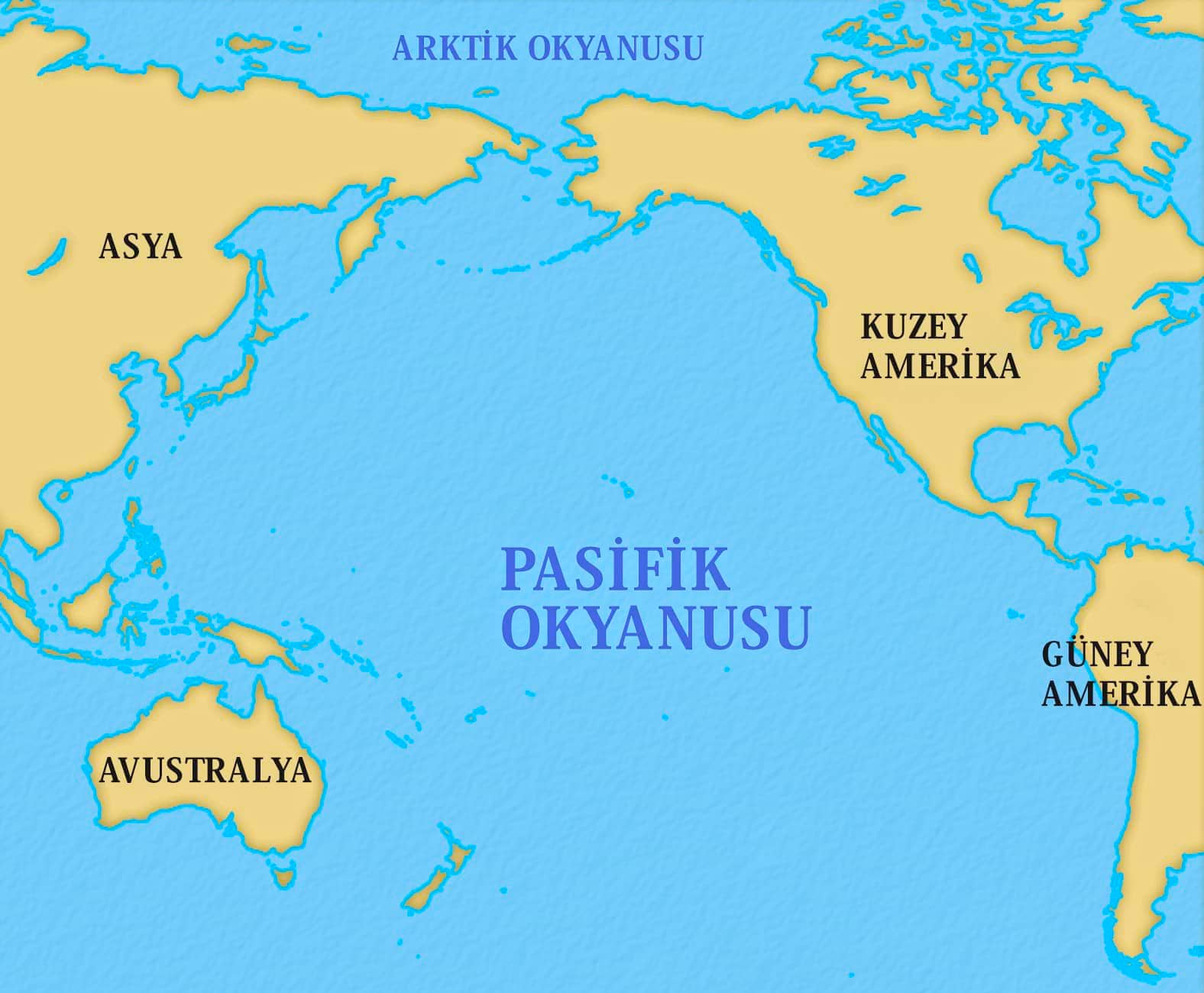 Pasifik Okyanusu: Özellikleri, Önemi ve Oluşumu 2 Pasifik Okyanusu (büyük okyanus) haritası