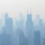 hava kirliliği şehir silüetini kaplamış