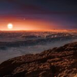 dünya'ya en yakın yıldızlar arasında Proxima Centauri'nin varsayılan gezegeninin çizimi