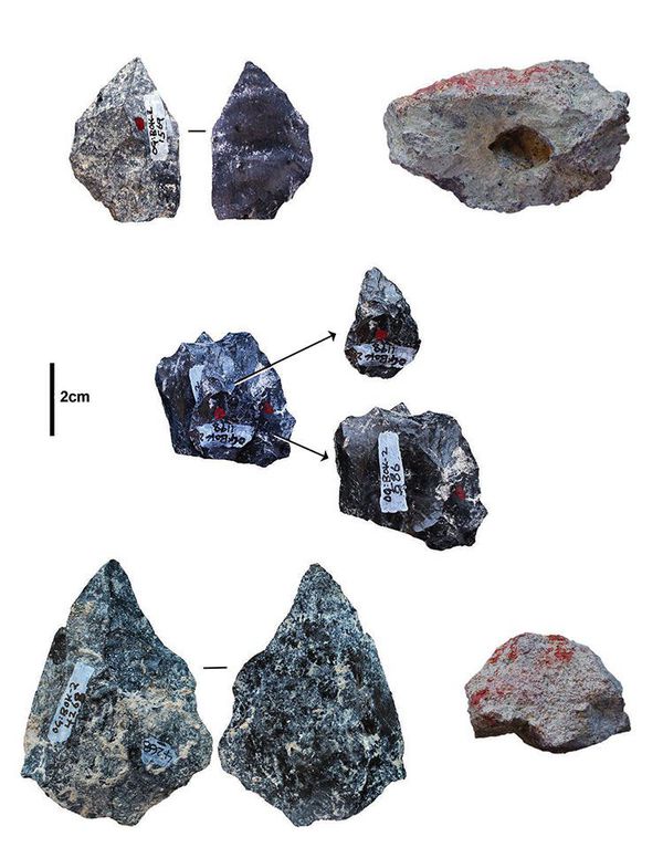 İnsan Evrimi: Homo Sapiens'in Ortaya Çıkışı ve Evrimi 4 Doğu Afrika'dan sağdaki iki nesne 320.000 ila 500.000 yıl önce kullanılmış pigmentleri gösteriyor.