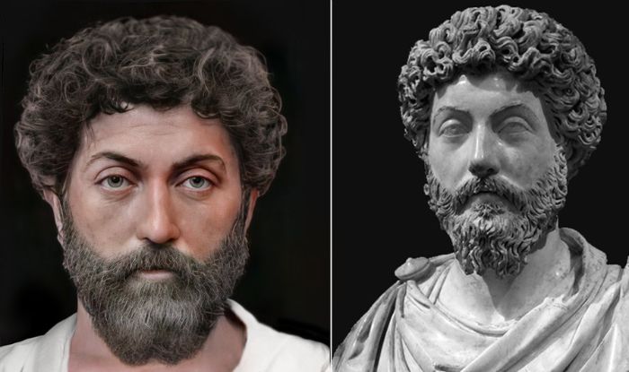 Marcus Aurelius: Yaşamı, görüşü ve sözleri 4 Roma imparatoru ve Stoacı filozof Marcus Aurelius'un (MS 121-180) yeniden oluşturulmuş yüzü.