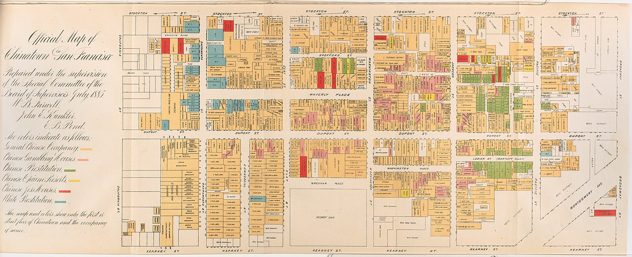 1882 Çin Dışlama Yasası: Asyalıların ABD'ye girişi engelleniyor 3 1280px Willard B. Farwell Official Map of Chinatown 1885 Cornell CUL PJM 1093 01