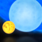 Comparison of the sizes of a red dwarf the Sun a B type main sequence star and R136a1