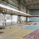 Pripyat bölgesinde terk edilmiş bir spor salonu.