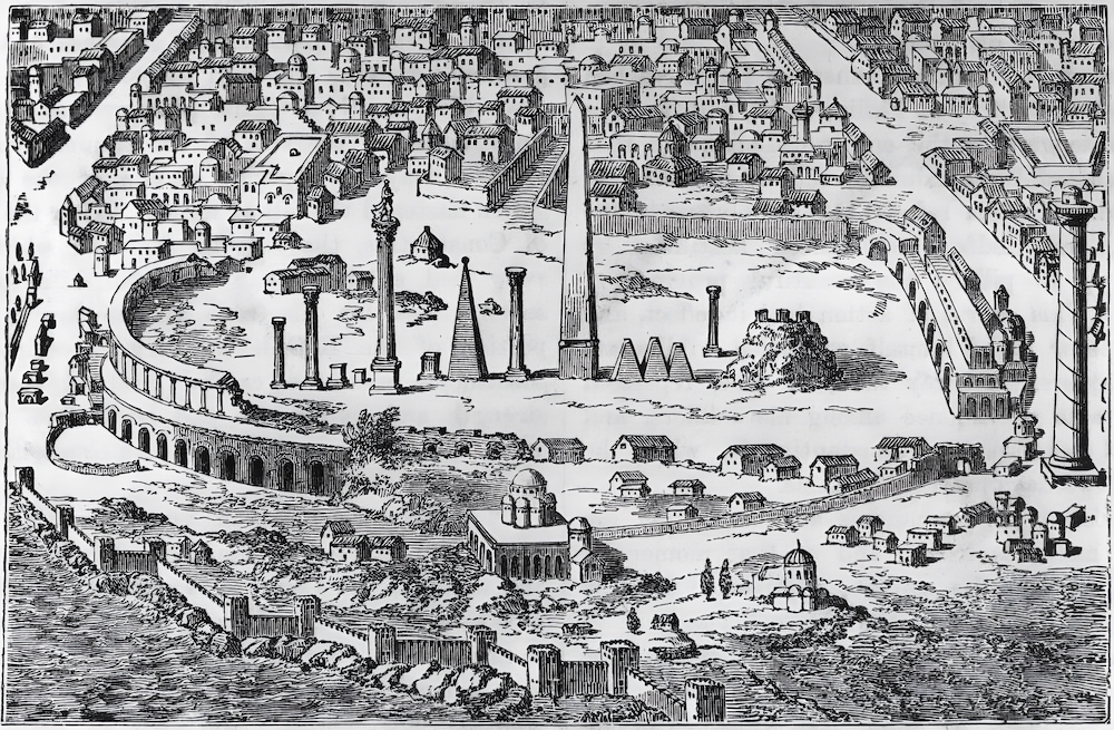 Kudretli Bizans İmparatoriçesi Theodora 4 Konstantinopolis'teki Hipodrom, Doğu Roma İmparatorluğu'ndaki en büyük savaş arabası yarış stadyumuydu ve Nika Ayaklanmalarının yaşandığı yerdi. (Hulton Arşivi/)