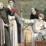 Anselmus'un İngiliz piskoposlar tarafından katedrale sürüklendiği 19. yüzyıla ait bir tasvir.