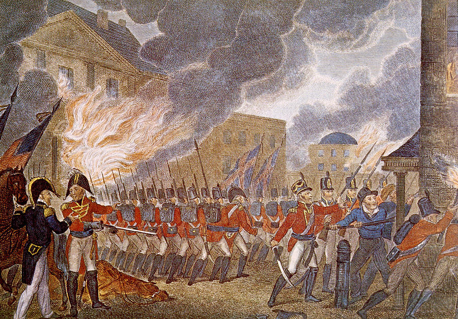 Beyaz Saray'ın Tarihi 5 Washington'un yakılması Paul de Rapin'in 1816 tarihli aynı adlı portresinde tasvir edilmiştir.