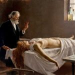 Eser, otopsi yapan bir doktorun genç bir kadının kalbine bakışını tasvir etmektedir.