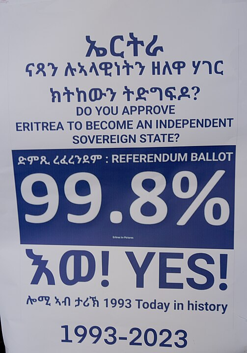 Eritre Bağımsızlık Savaşı: Eritre Özgürlüğünü Nasıl Kazandı? 5 Eritre'nin bağımsızlık oylamasının yıldönümünü kutlayan, 2023'teki hatıra posteri.
