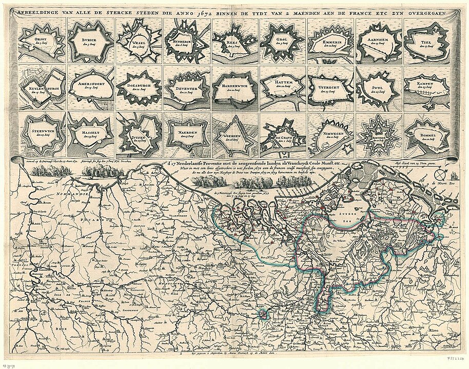 Fransa-Hollanda Savaşı: XIV. Louis'nin Hırsları 5 Hollanda'nın 1672'deki Fransız-Hollanda savaşı sırasında fethedilen tüm müstahkem kasabalarını gösteren çizim.