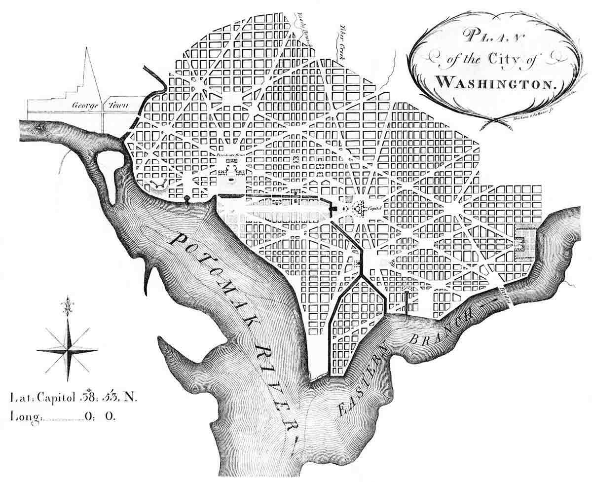 Beyaz Saray'ın Tarihi 3 Washington DC için 1792 tarihli bir plan.