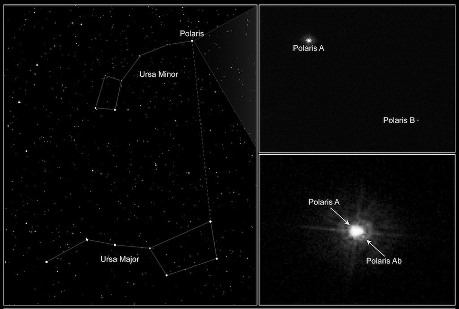 Gökbilimciler Polaris'in Yüzeyinde Noktalar Buldu 2 Hubble goruntuleri Polaris yildizlarinin yerleri
