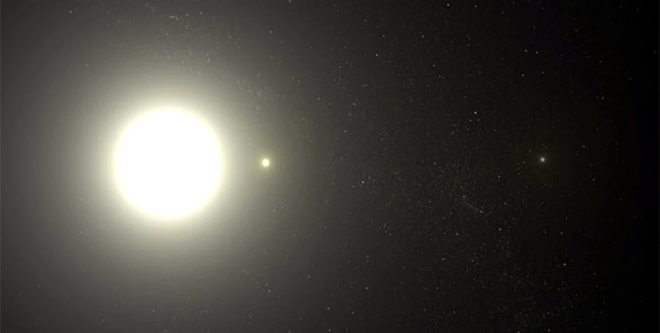 Bir sanatçının çizimi Polaris A'yı Polaris Ab