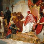 Henry IV, 1077 yılında Kontes Matilda'nın kalesi Canossa'da Papa Gregory VII'den af ​​dilerken.