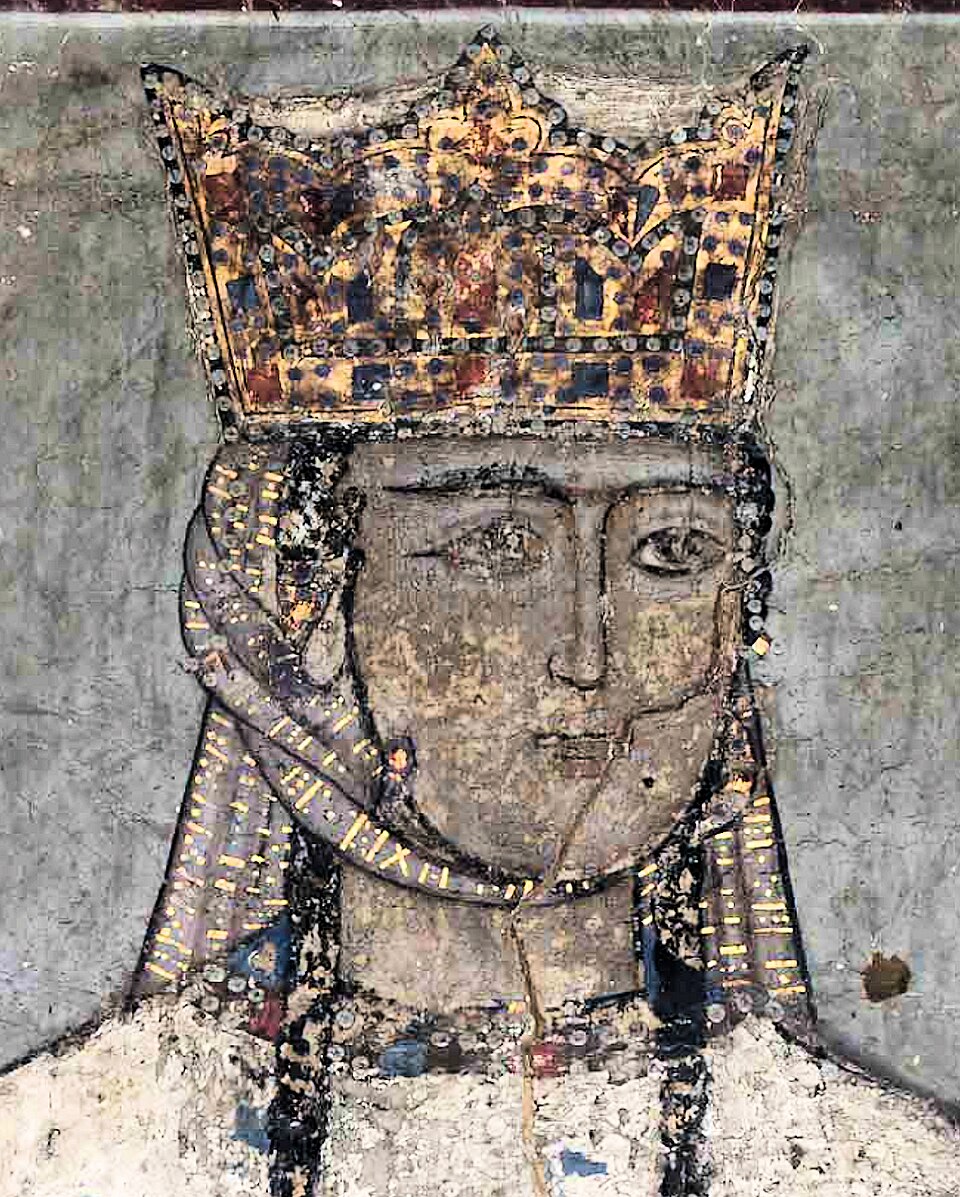 Büyük Tamar ve Gürcistan'ın Altın Çağı 2 Betania'dan Kraliçe Tamar'ın 13. yüzyılın başlarına ait freskinden bir parça.