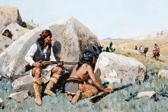 Henry Farny'nin "Bir Apaçi Pusu" adlı eseri, 1894.