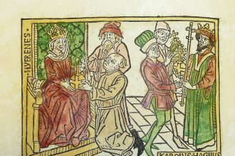 İrene ve Şarlman'ı tasvir eden gravür.